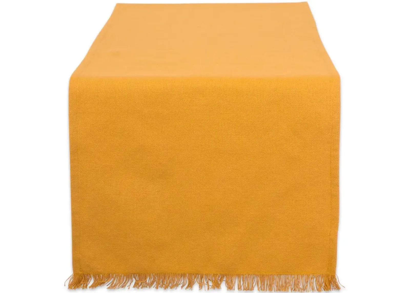 Set of 6 Pumpkin Yellow Rectangular Table Runners with Fringed Border 72"