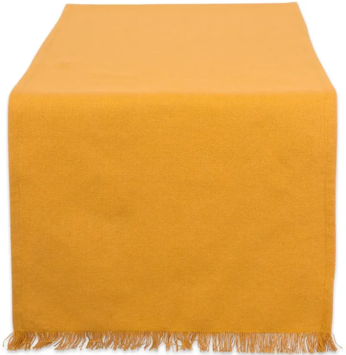 Set of 6 Pumpkin Yellow Rectangular Table Runners with Fringed Border 72"