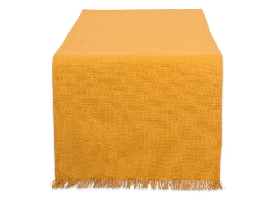 Set of 6 Pumpkin Yellow Rectangular Table Runners with Fringed Border 72"