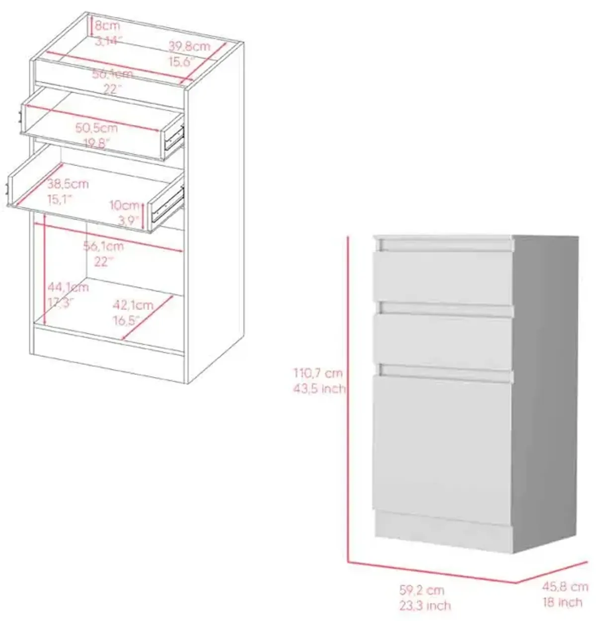 Dresser Asturias, Bedroom, White