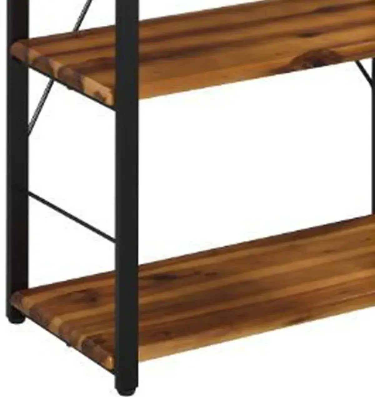 Industrial Bookshelf with 4 Shelves and Open Metal Frame, Brown and Black-Benzara