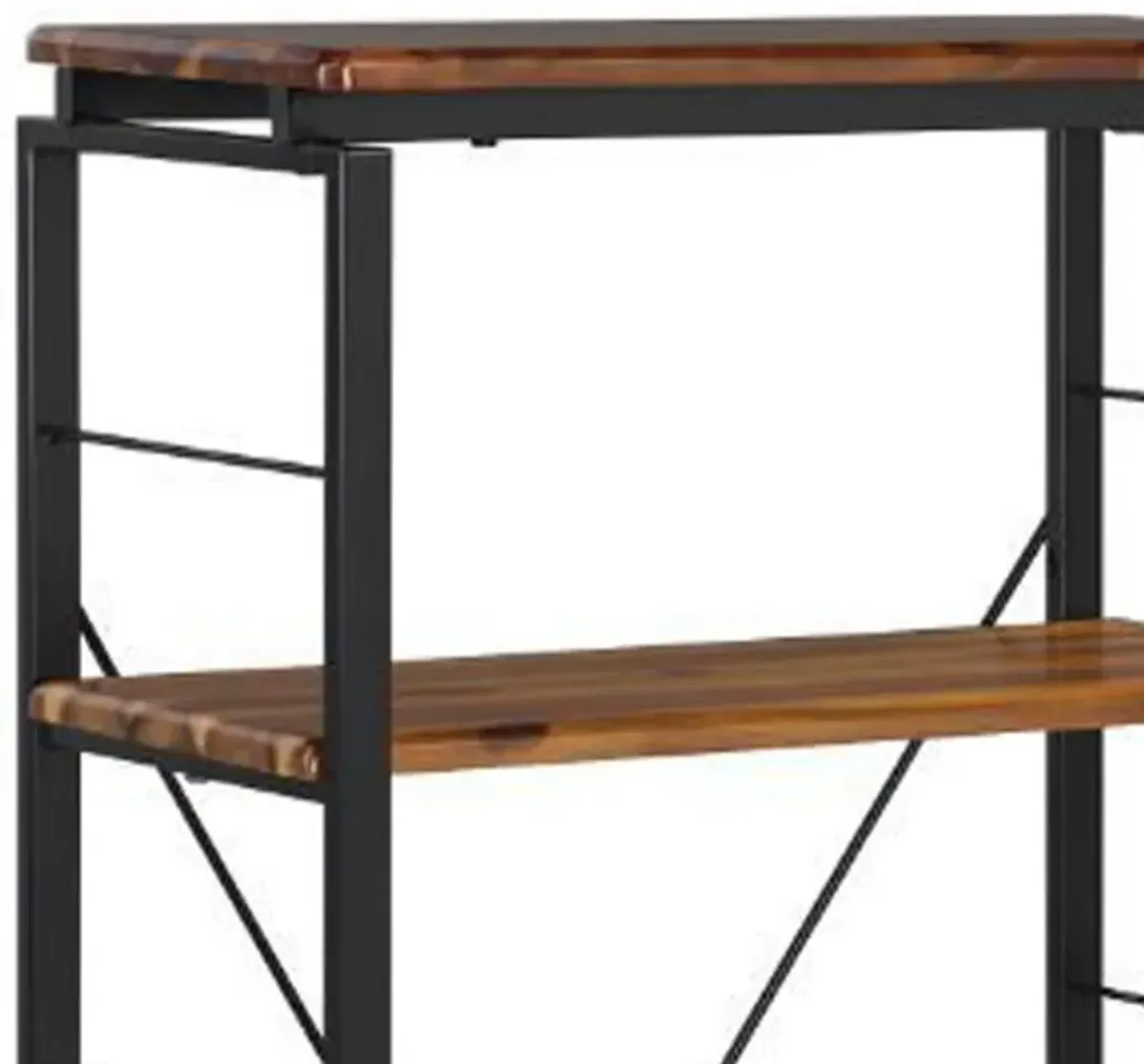 Industrial Bookshelf with 4 Shelves and Open Metal Frame, Brown and Black-Benzara