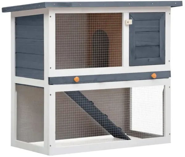 Outdoor Rabbit Hutch 1 Door Gray Wood