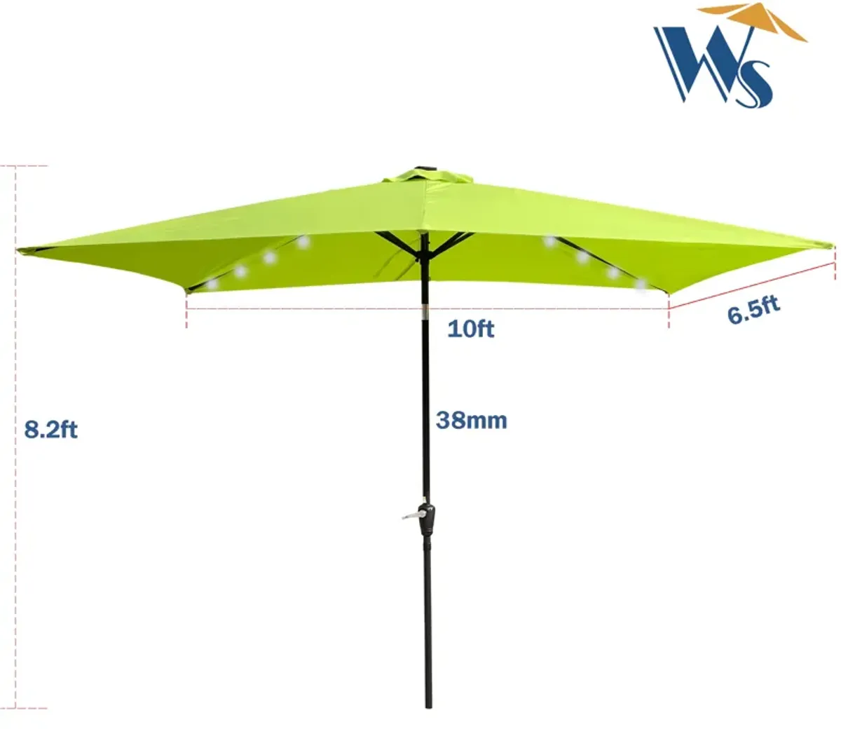 Solar LED Patio Umbrella with Crank and Tilt for Garden and Poolside