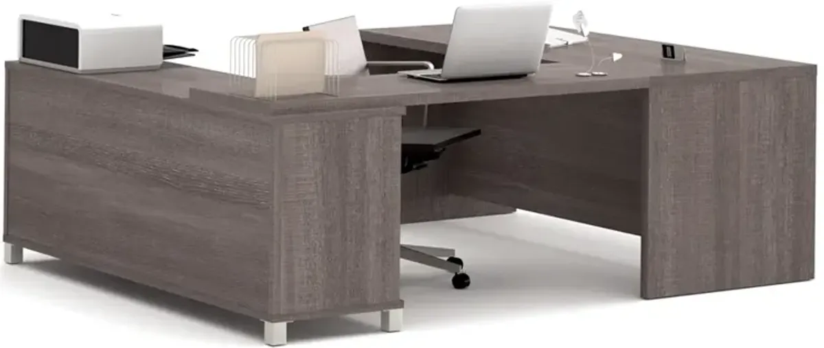 Bestar Pro-Linea U-Desk in Bark Gray