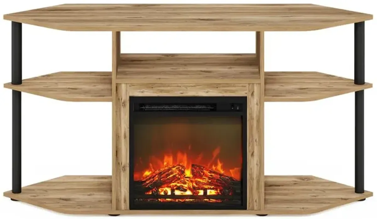 Open Storage Corner Fireplace TV Entertainment Center for TV up to 55 Inch