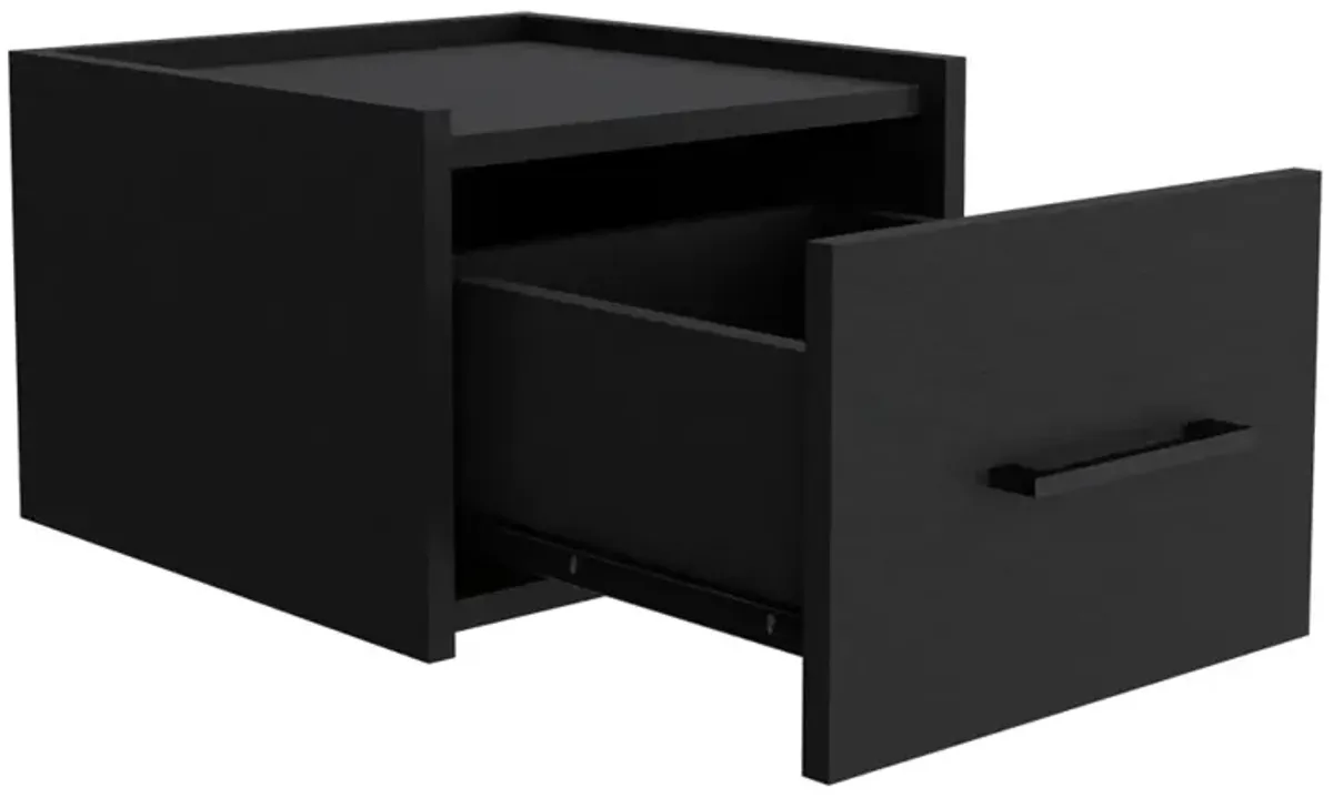 Floating Nightstand Calion, Bedroom, Black