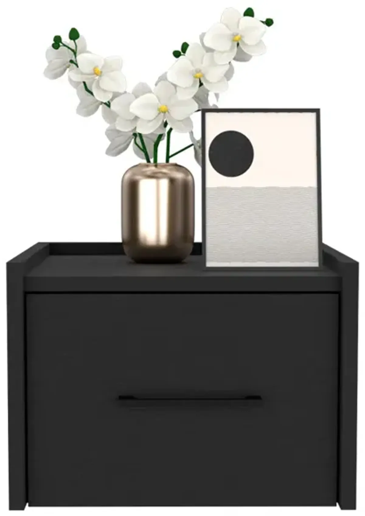 Floating Nightstand Calion, Bedroom, Black