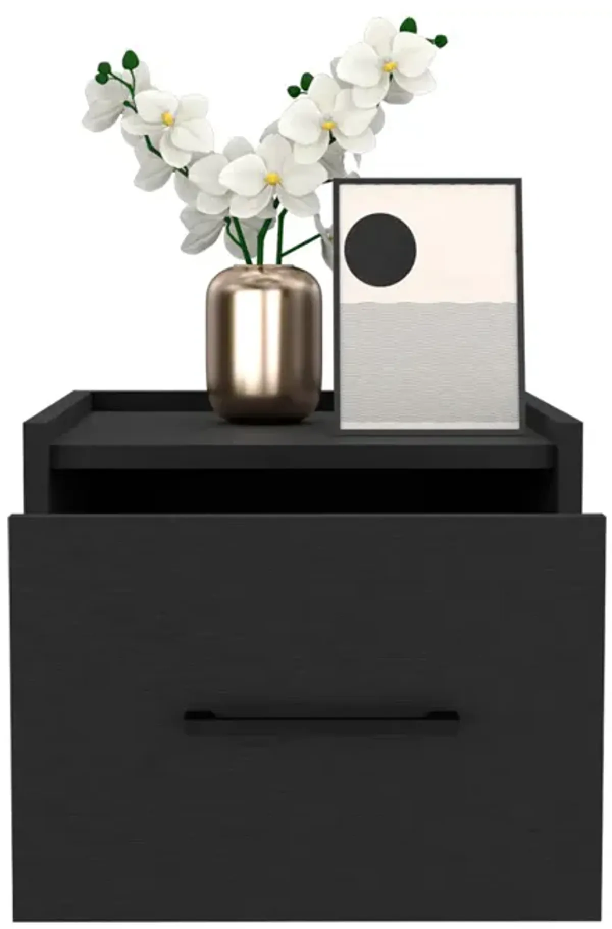 Floating Nightstand Calion, Bedroom, Black