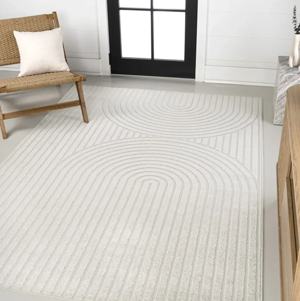 Sofia MidCentury Modern Arch Stripe Two-Tone High-Low Indoor Area Rug