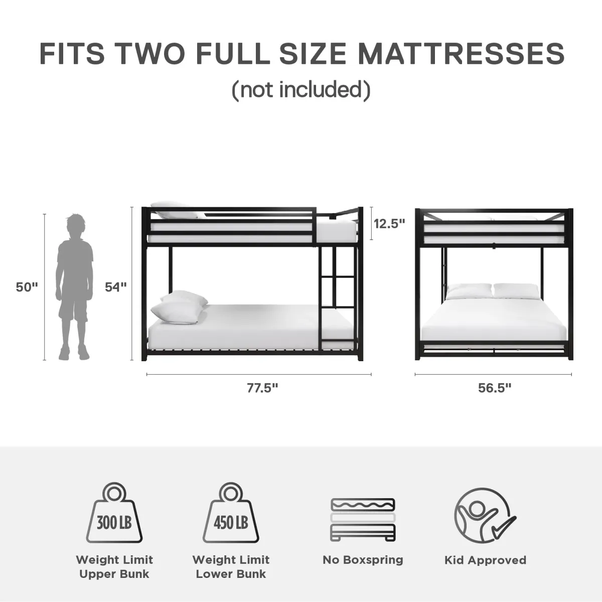 DHP Miles Metal Full/Full Bunk Bed