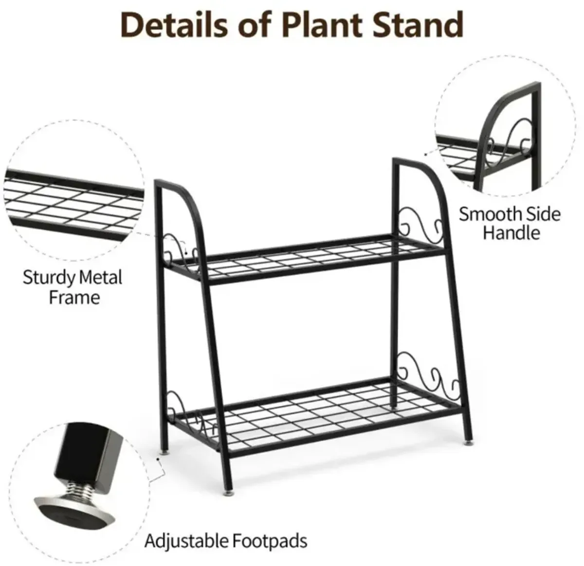 Hivvago 2-tier Patio Metal Plant Stand