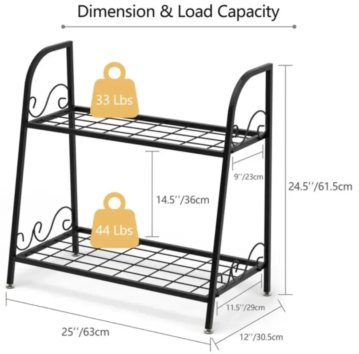 Hivvago 2-tier Patio Metal Plant Stand