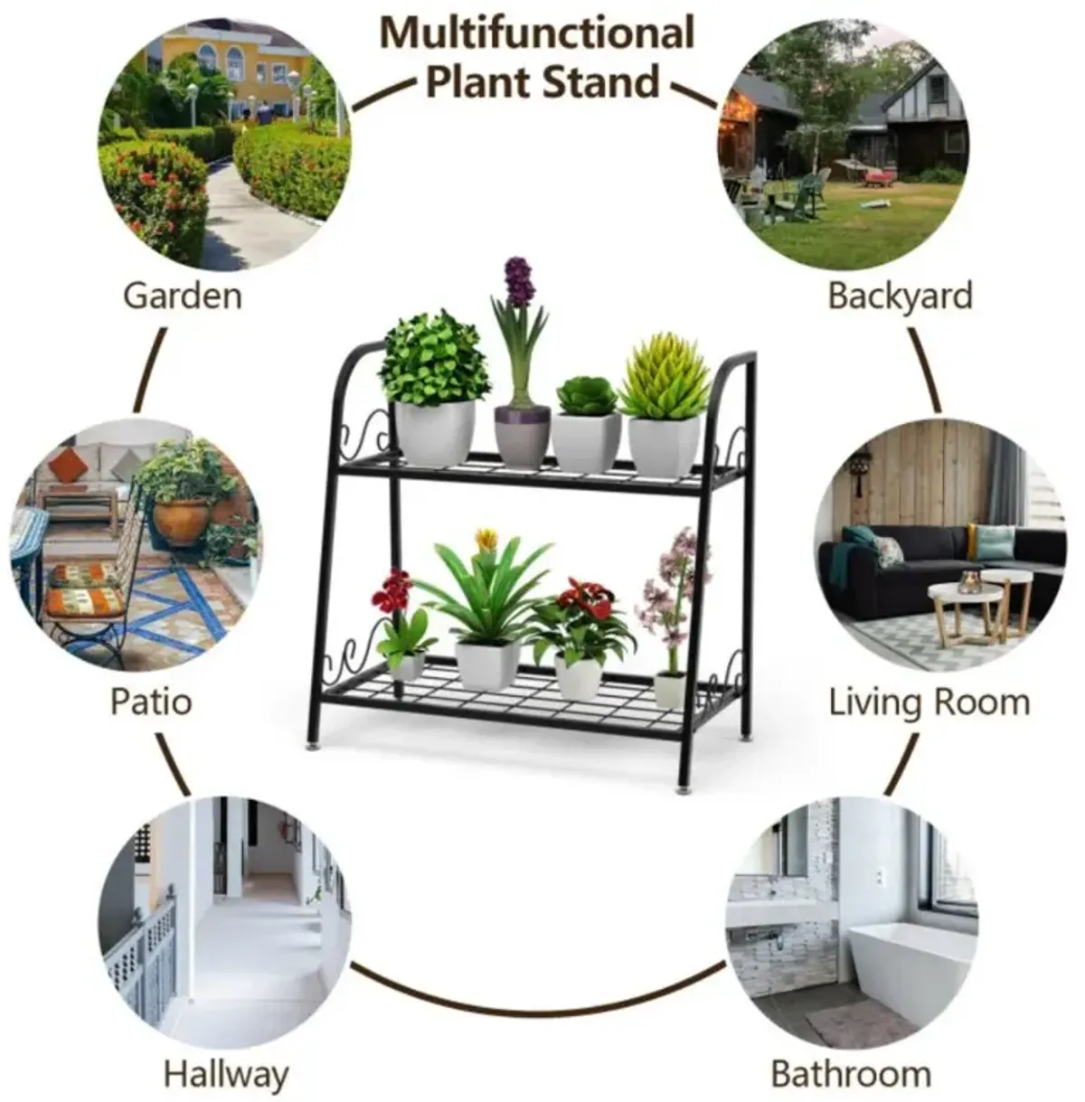 Hivvago 2-tier Patio Metal Plant Stand