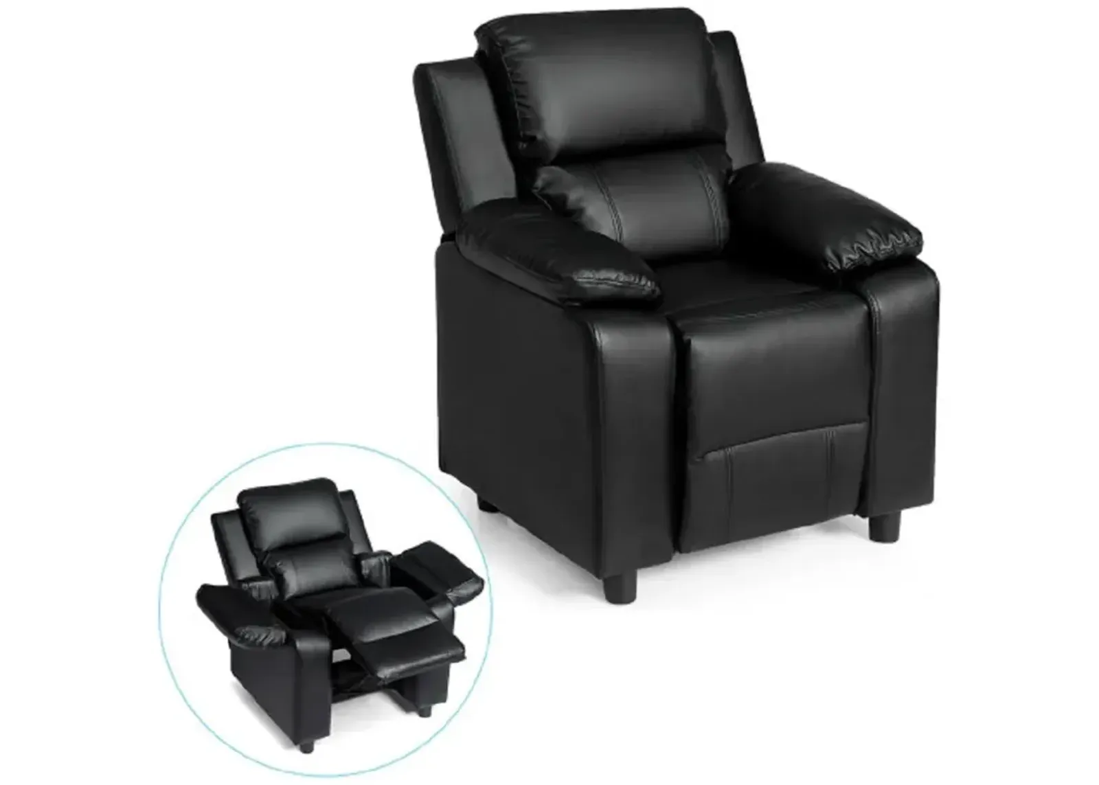 Deluxe Kids Armchair Recliner Headrest Sofa with Storage Arms