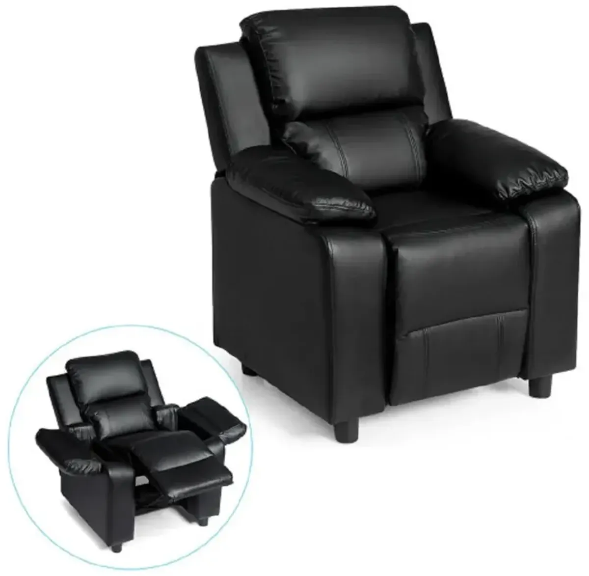 Deluxe Kids Armchair Recliner Headrest Sofa with Storage Arms