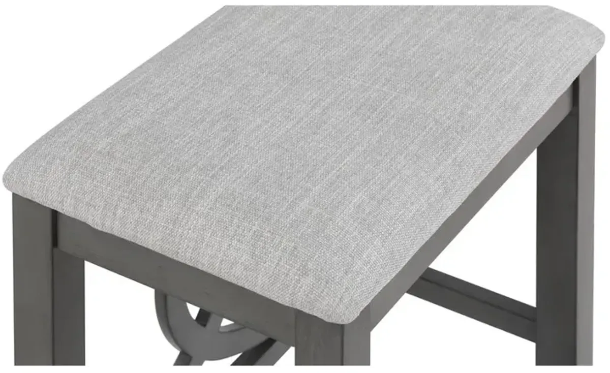 New Classic Furniture Bella Wood Counter Stool with Fabric Seat in Gray (Set of 2)