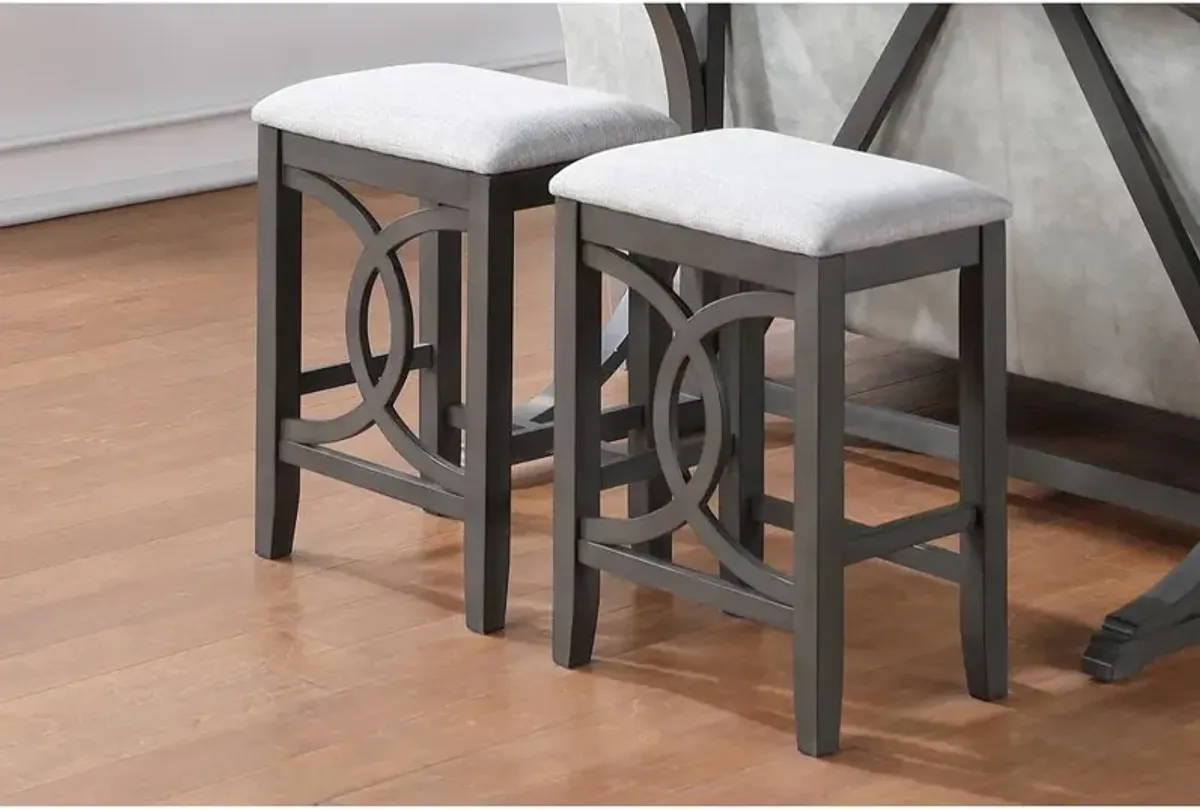 New Classic Furniture Bella Wood Counter Stool with Fabric Seat in Gray (Set of 2)