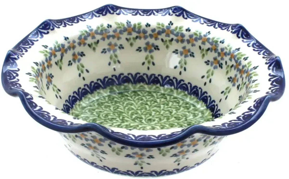 Blue Rose Polish Pottery Red Daisy Small Scallop Serving Dish