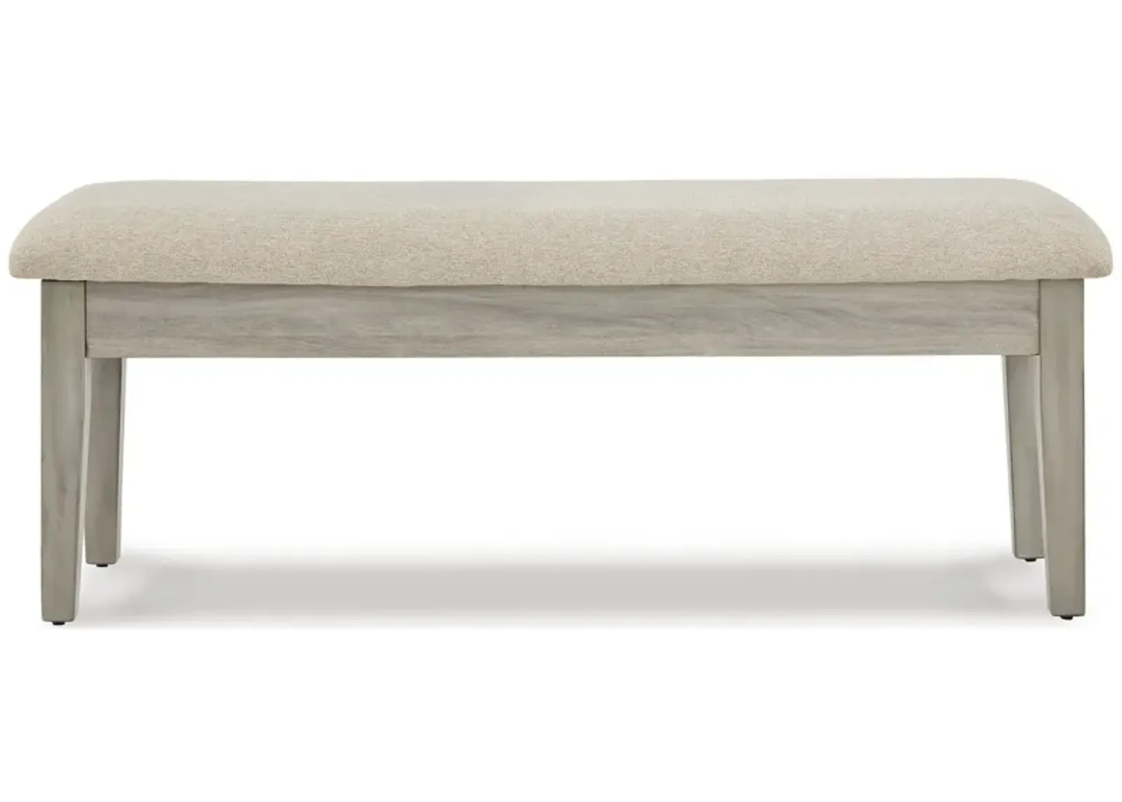 49 Inch Storage Bench, Tapered Block Legs, Beige Textured Fabric Seat-Benzara