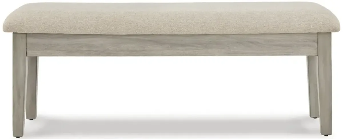 49 Inch Storage Bench, Tapered Block Legs, Beige Textured Fabric Seat-Benzara