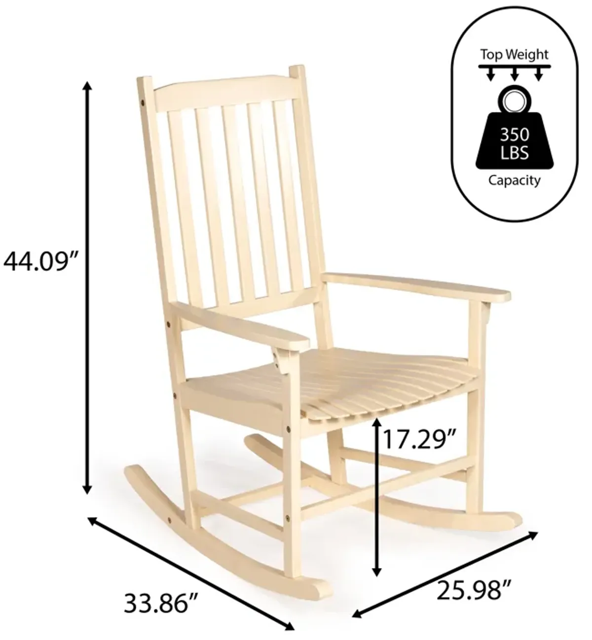 Seagrove Farmhouse Classic Slat-Back Acacia Wood Outdoor Rocking Chair