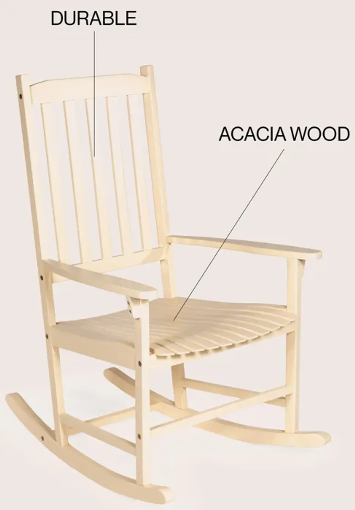 Seagrove Farmhouse Classic Slat-Back Acacia Wood Outdoor Rocking Chair