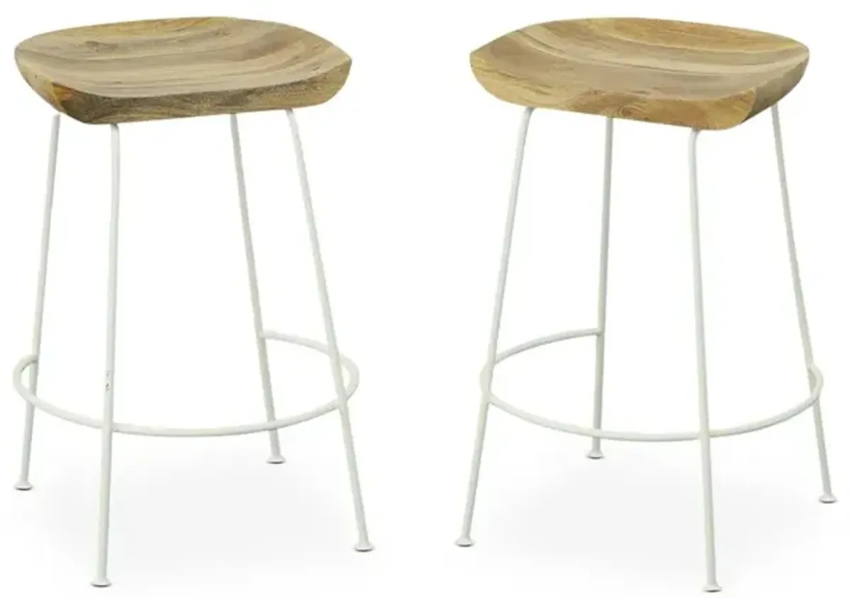 Carolina Living Diya 24.5 Counter Stool - Set of 2 - Natural Seat - White Base