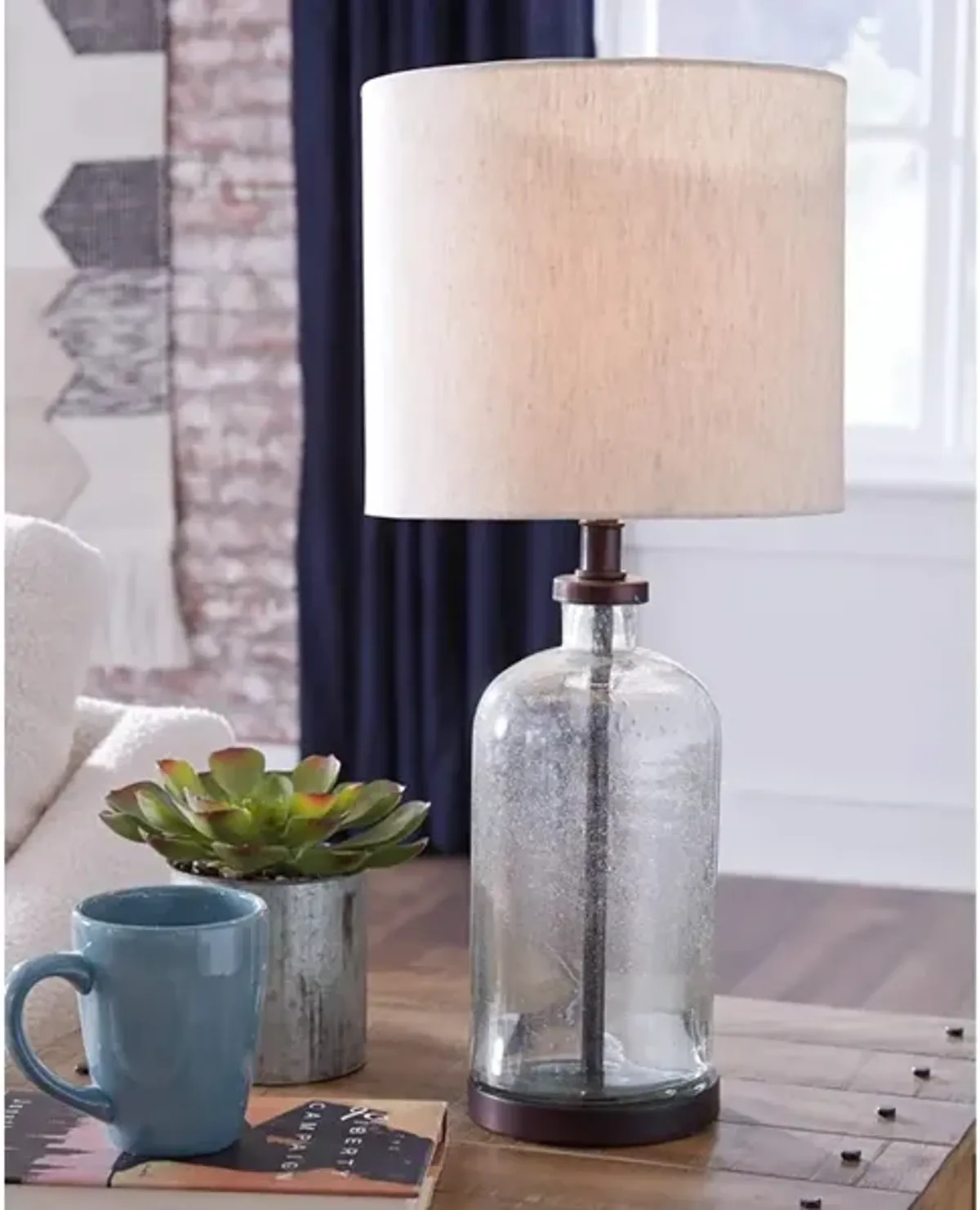 Modern Farmhouse 22.5" Seeded Glass Table Lamp