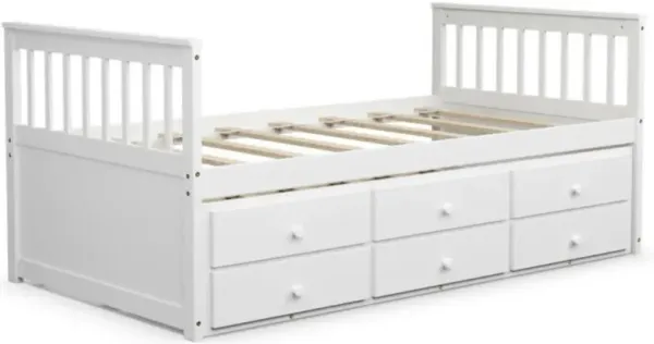 Hivvago Twin Captains Bed with Trundle and 3 Storage Drawers