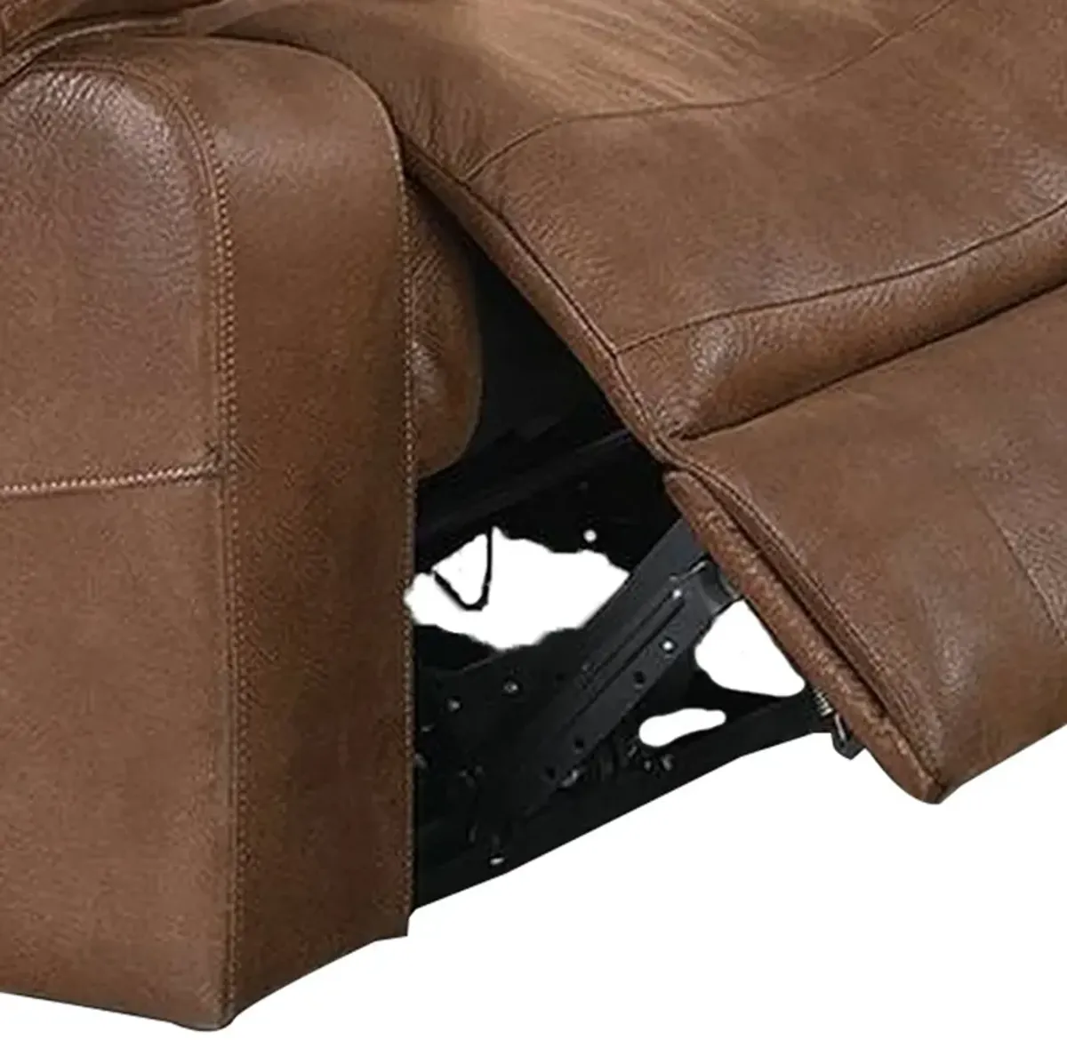 41 Inch leatherette Reclining Chair with USB Port, Brown - Benzara