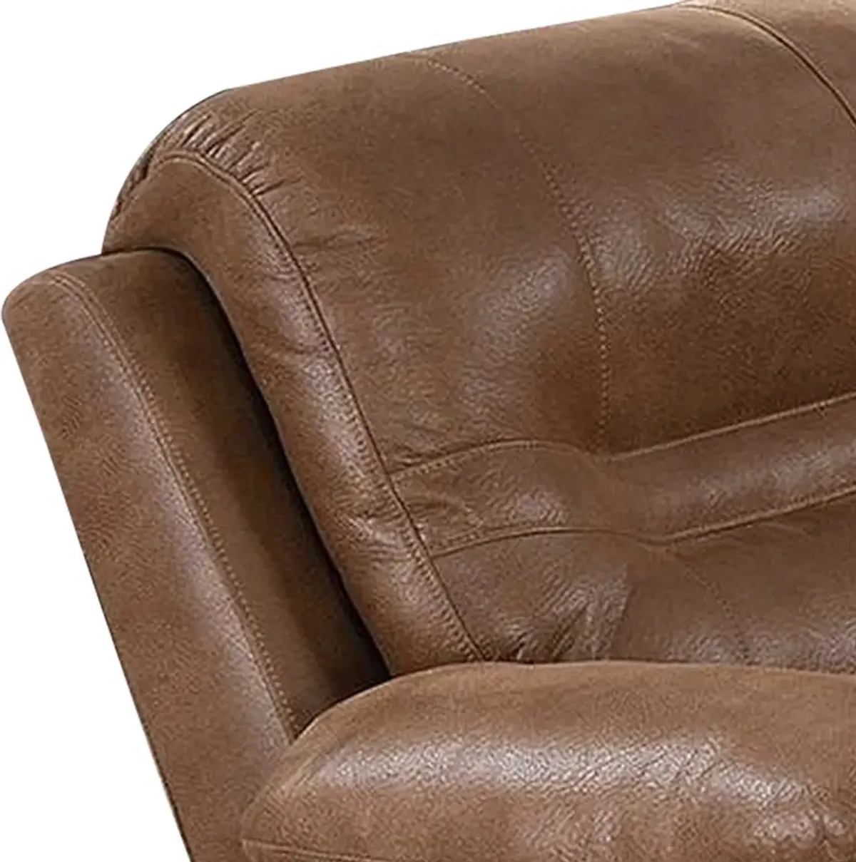 41 Inch leatherette Reclining Chair with USB Port, Brown - Benzara