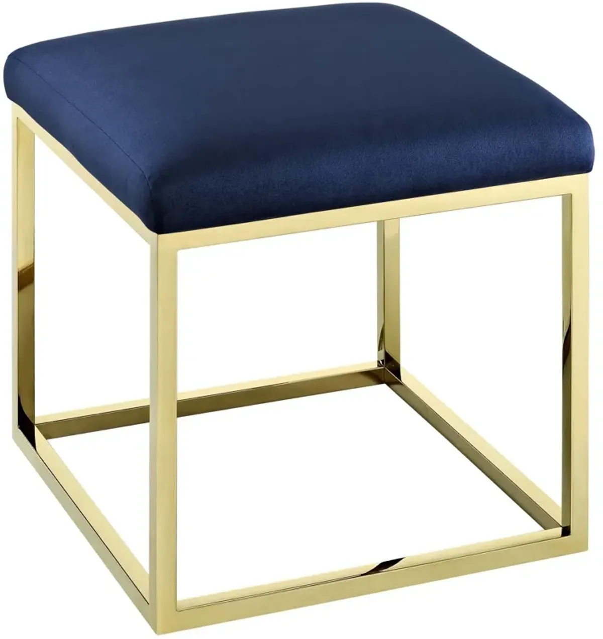 Modway Anticipate Velvet Upholstered Modern Ottoman With Stainless Steel Frame in Gold Navy