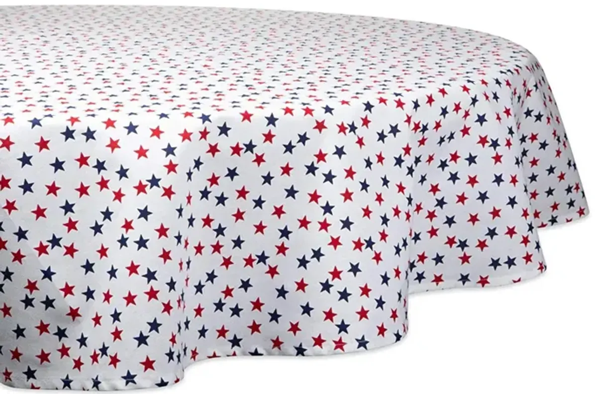 70" White and Blue American Stars Printed Round Outdoor Tablecloth