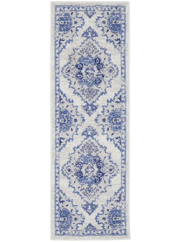 Whimsicle WHS14 Ivory/Blue 2' x 8' Rug