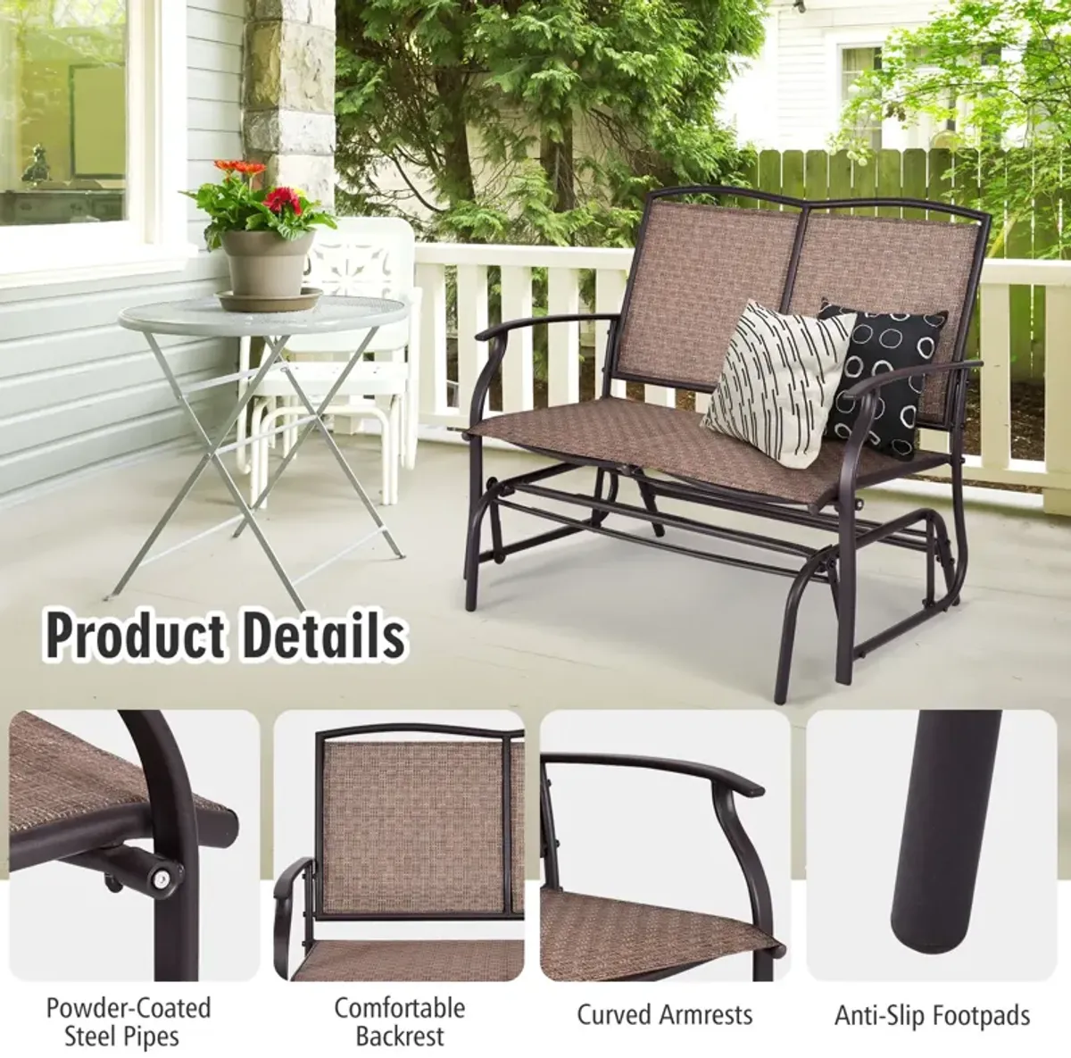 Iron Patio Rocking Chair for Outdoor Backyard and Lawn