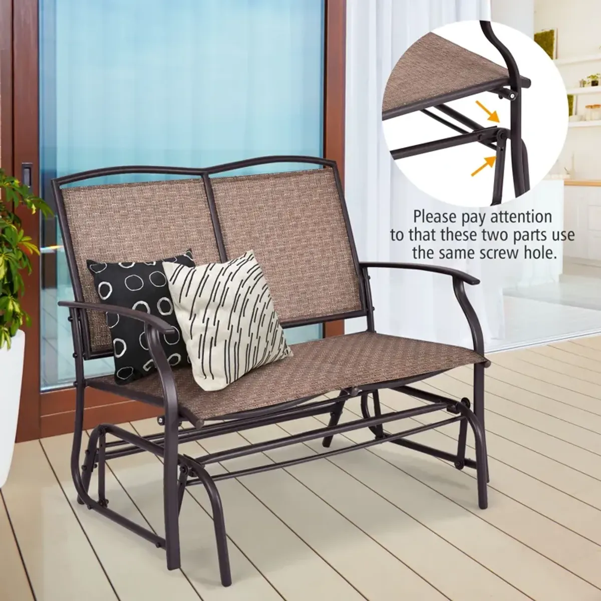 Iron Patio Rocking Chair for Outdoor Backyard and Lawn