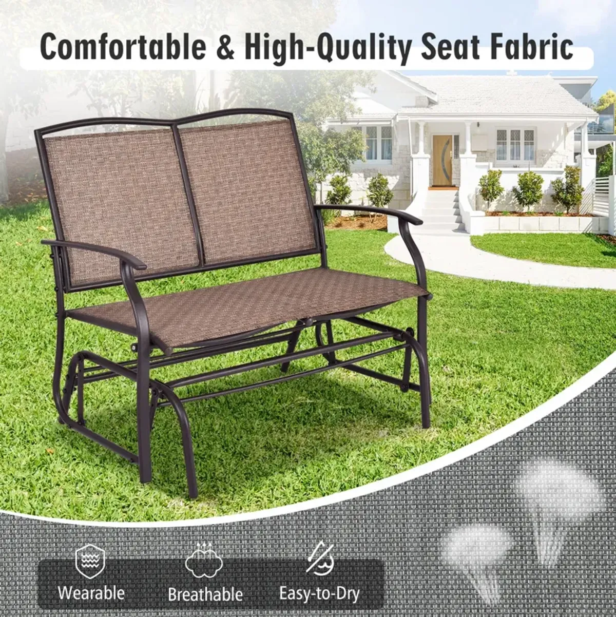 Iron Patio Rocking Chair for Outdoor Backyard and Lawn