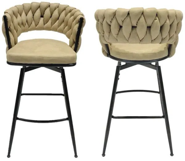 Streamdale Premium Swivel Barstools with Woven Backrest
