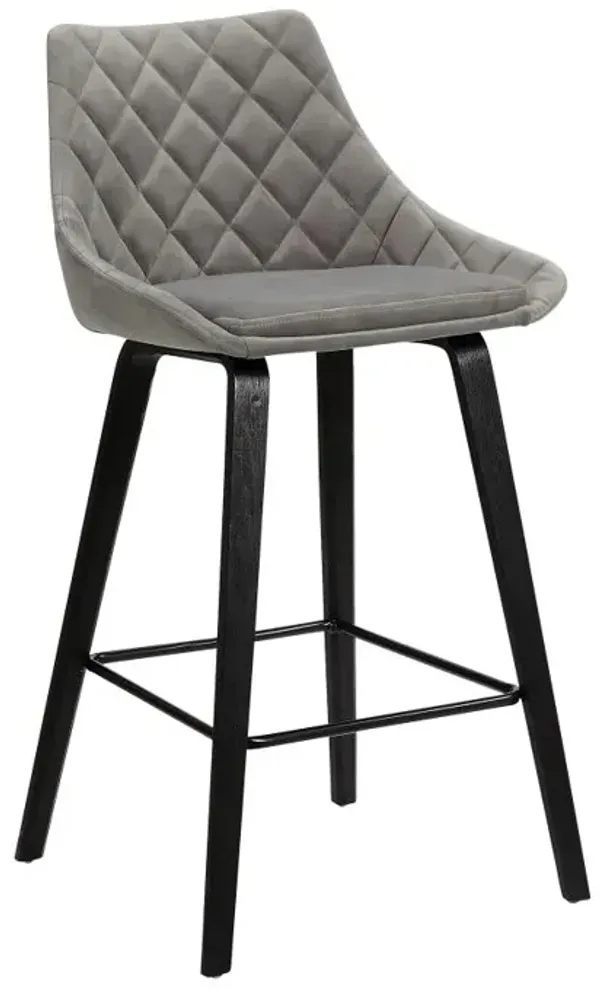 Hivvago 26 Inch Gray And Black Iron Counter Height Bar Chair