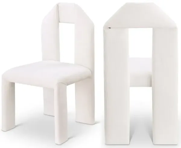 Meridian Furniture Bennett Cream Chenille Fabric Dining Chair, Set of 2