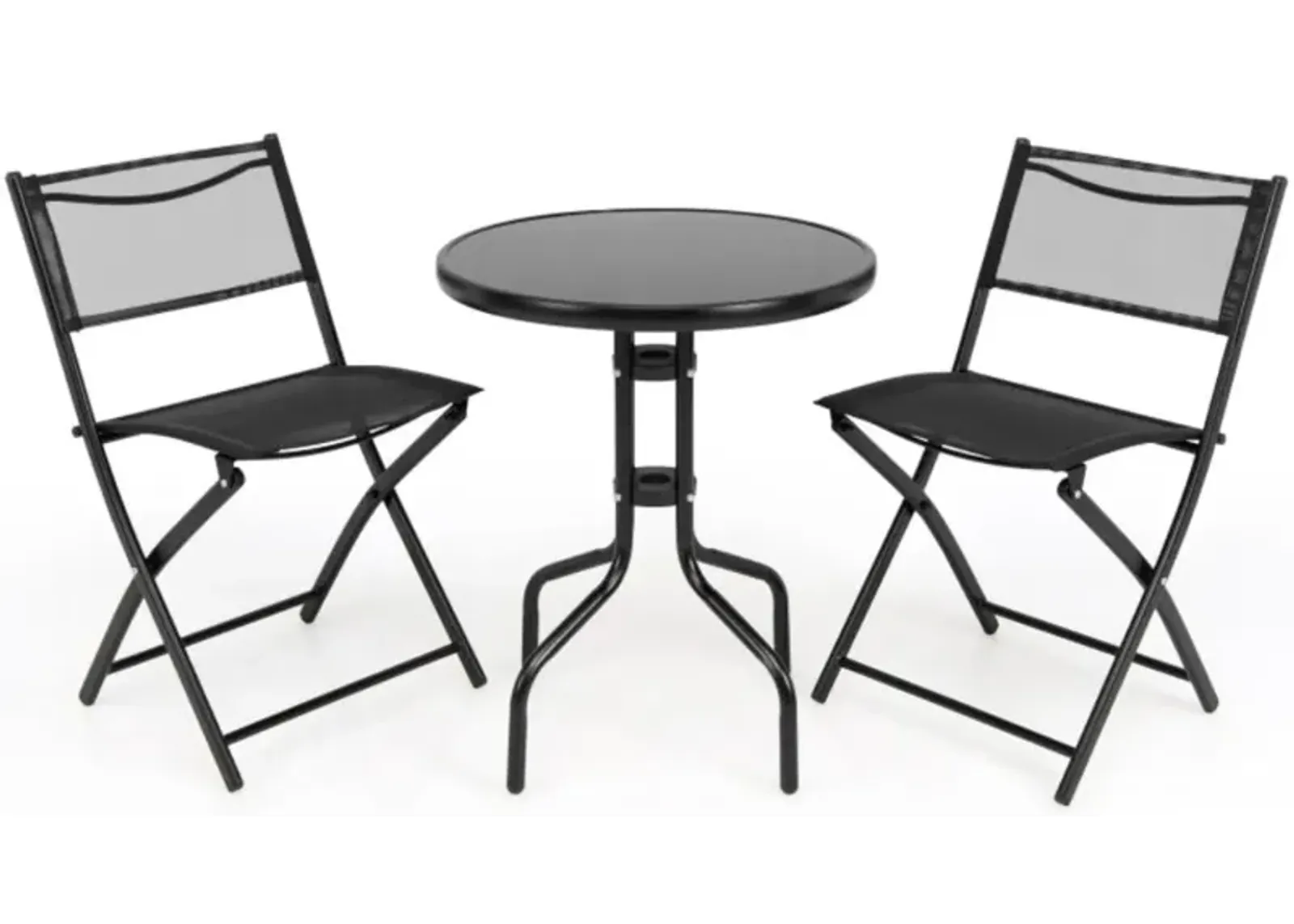 3 Pieces Folding Bistro Table Chairs Set for Indoor and Outdoor