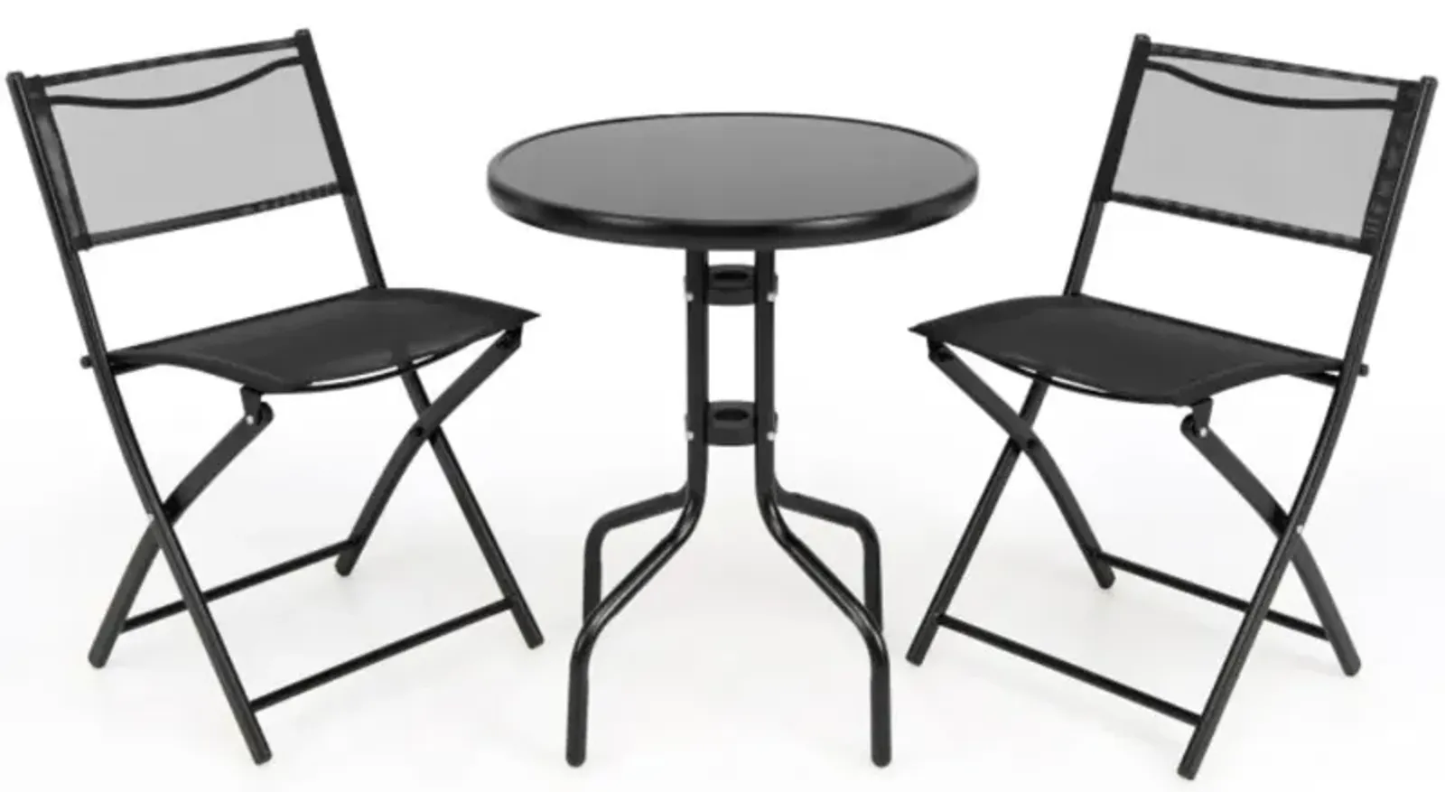 3 Pieces Folding Bistro Table Chairs Set for Indoor and Outdoor