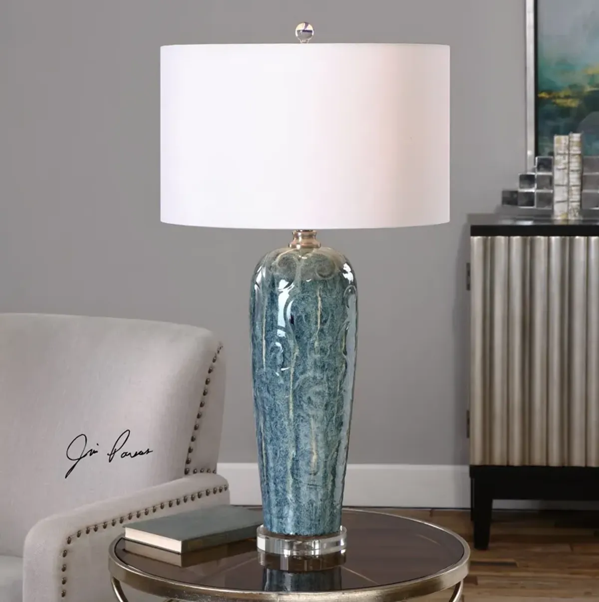 Uttermost Maira Blue Ceramic Table Lamp