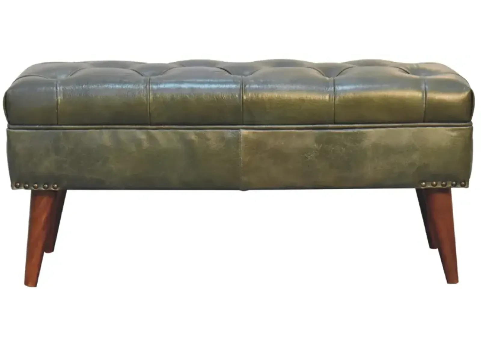 Harbour Green Upholstered Solid Wood Leather Bench