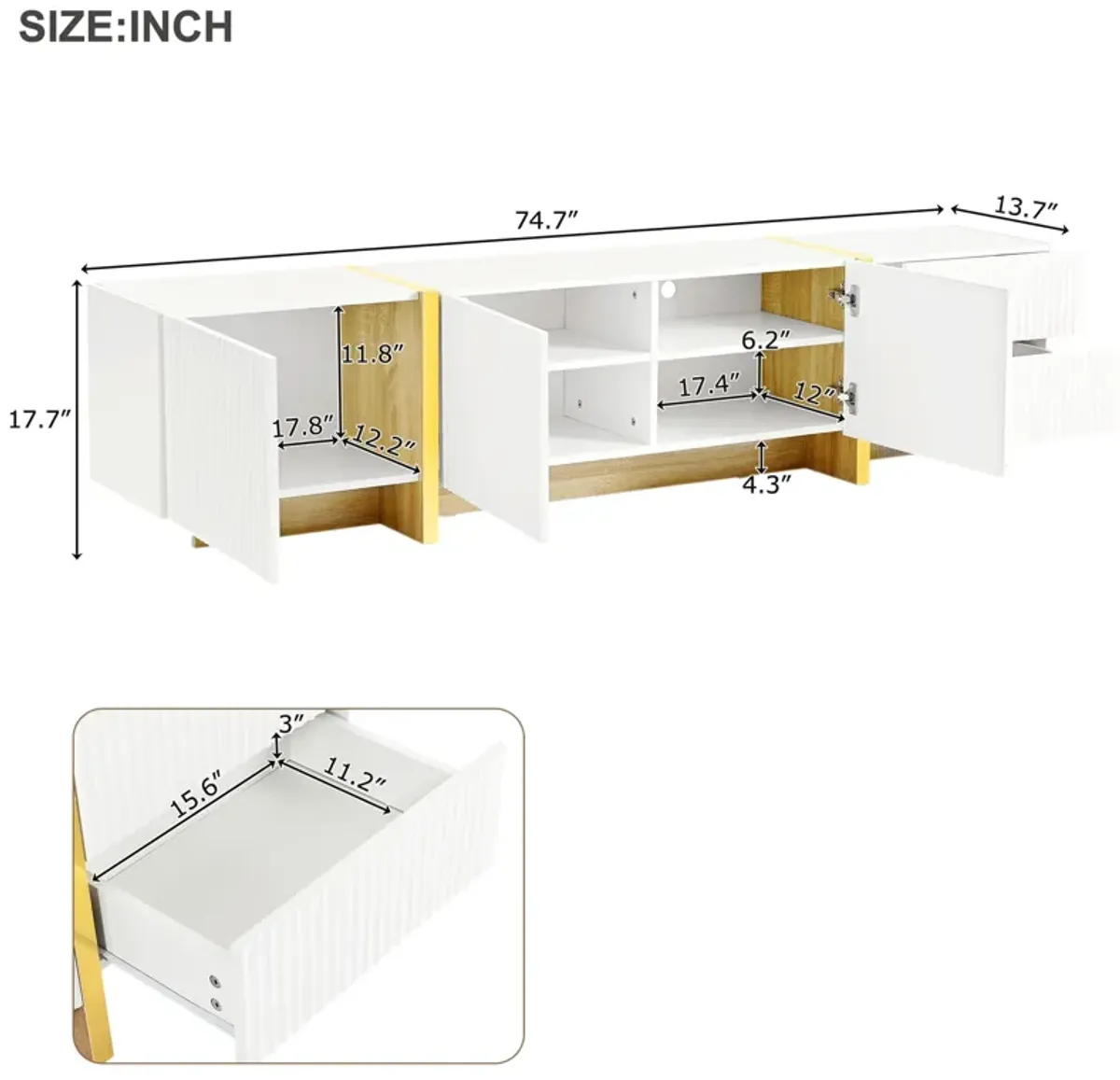 Luxury Fluted TV Stand – Elegant and Modern Entertainment Center with Stylish Storage