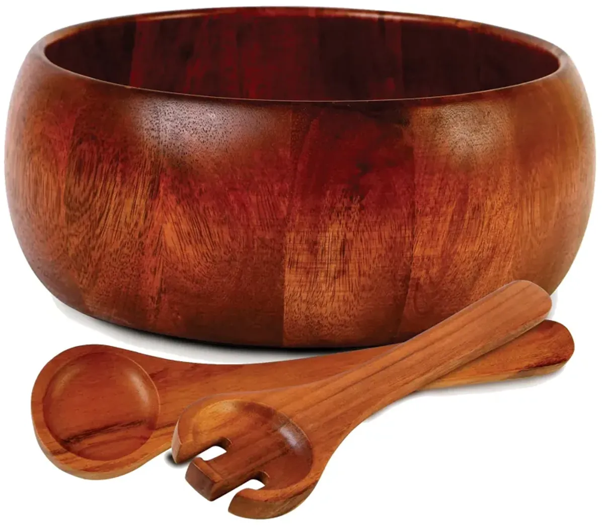 Gibson Home Laroda 3-Piece Salad Bowl Set, Brown Wood