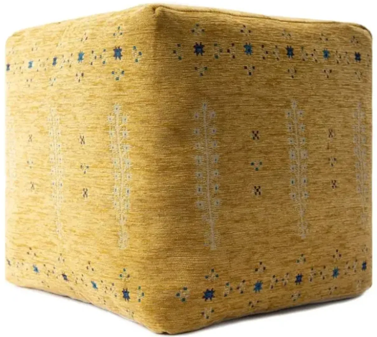Hivvago 18 Inch Yellow Abstract Pouf Ottoman