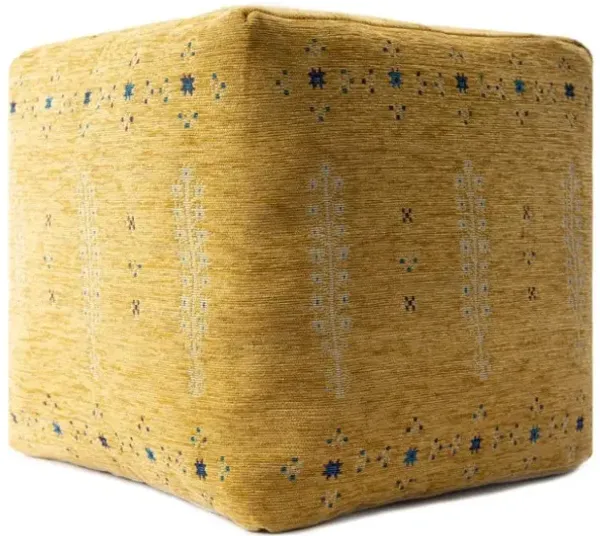 Hivvago 18 Inch Yellow Abstract Pouf Ottoman