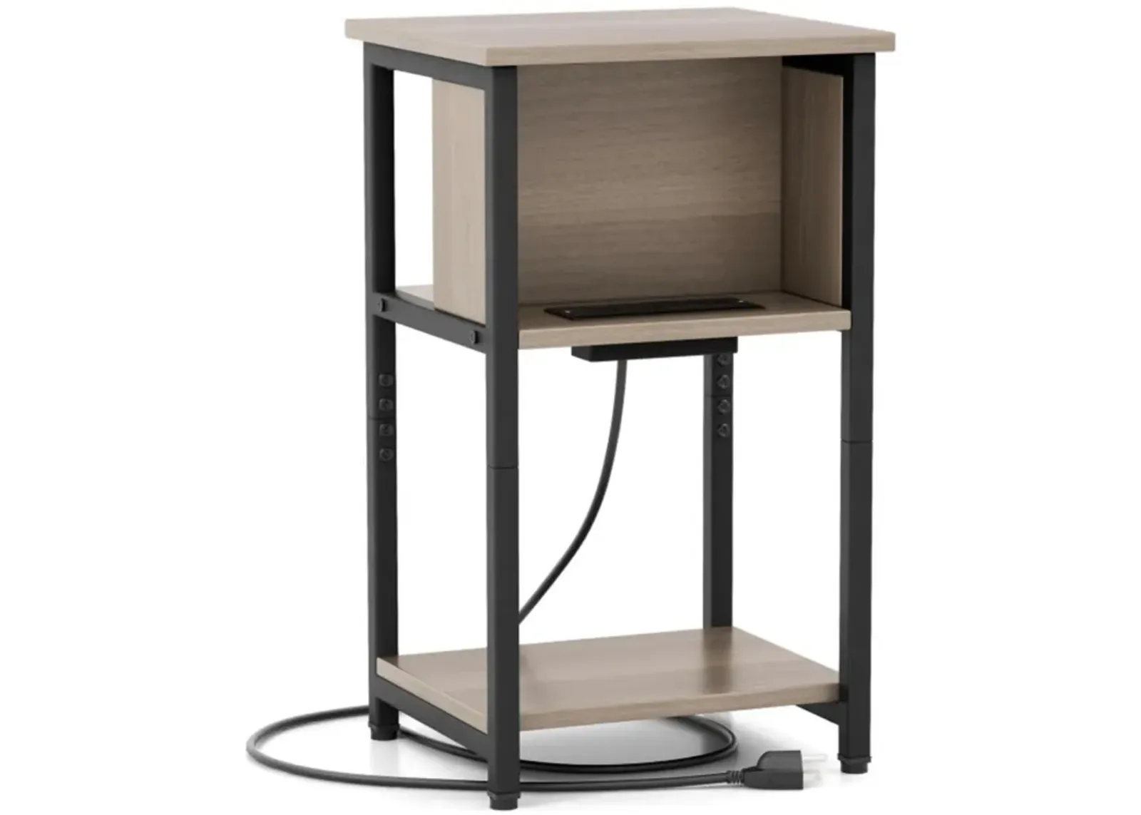 Hivvago 3-Tier End Table with USB Ports & Power Outlets